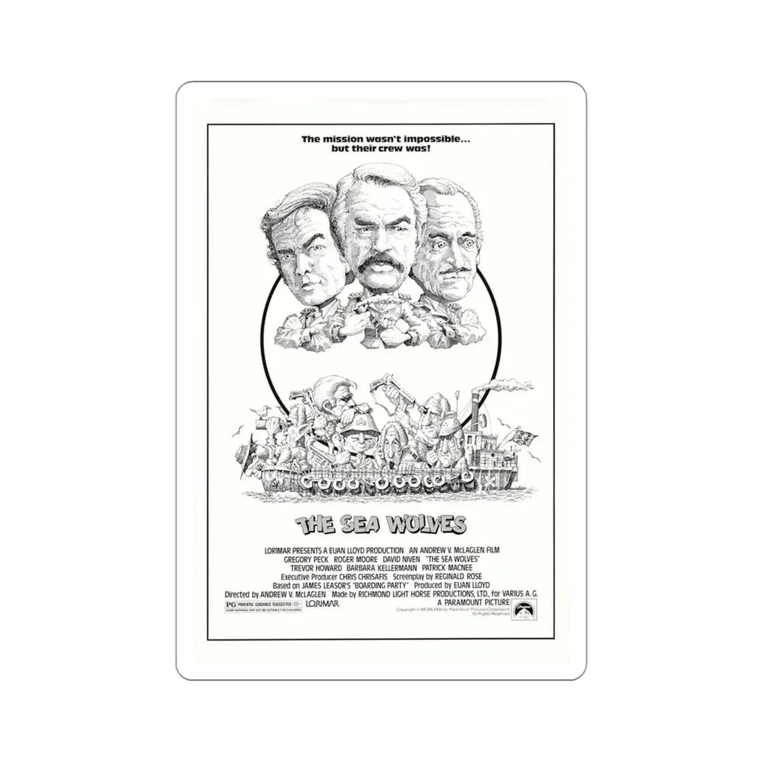 The Sea Wolves 1980 Movie Poster STICKER Vinyl Die-Cut Decal 4 Inch - The Sticker Space