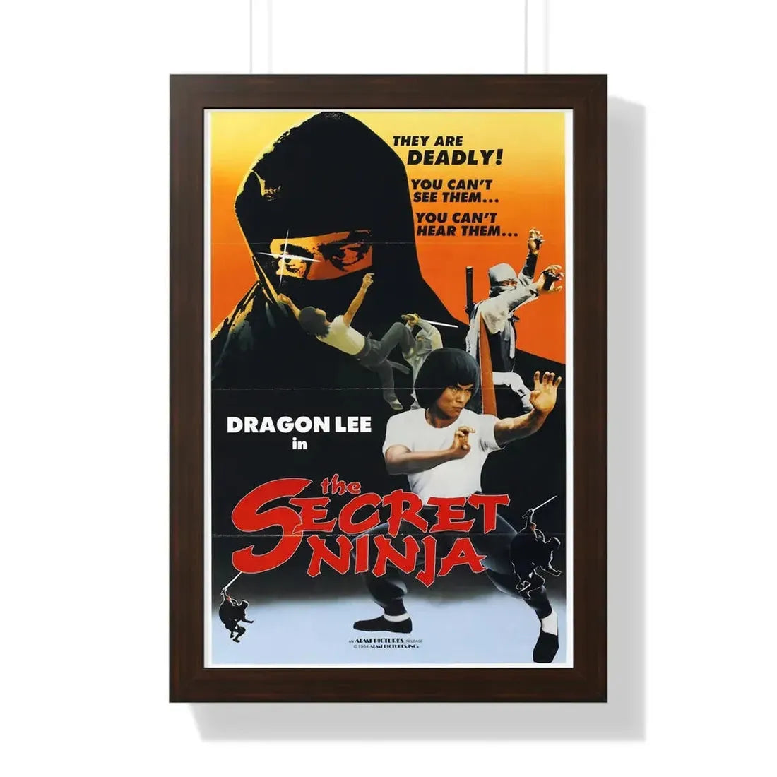 THE SECRET NINJA 1984 - Framed Movie Poster 16″ x 24″ Walnut - The Sticker Space