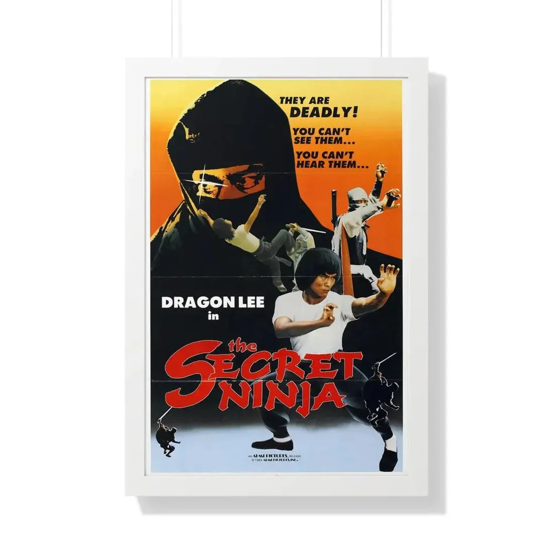 THE SECRET NINJA 1984 - Framed Movie Poster 20" x 30" White - The Sticker Space