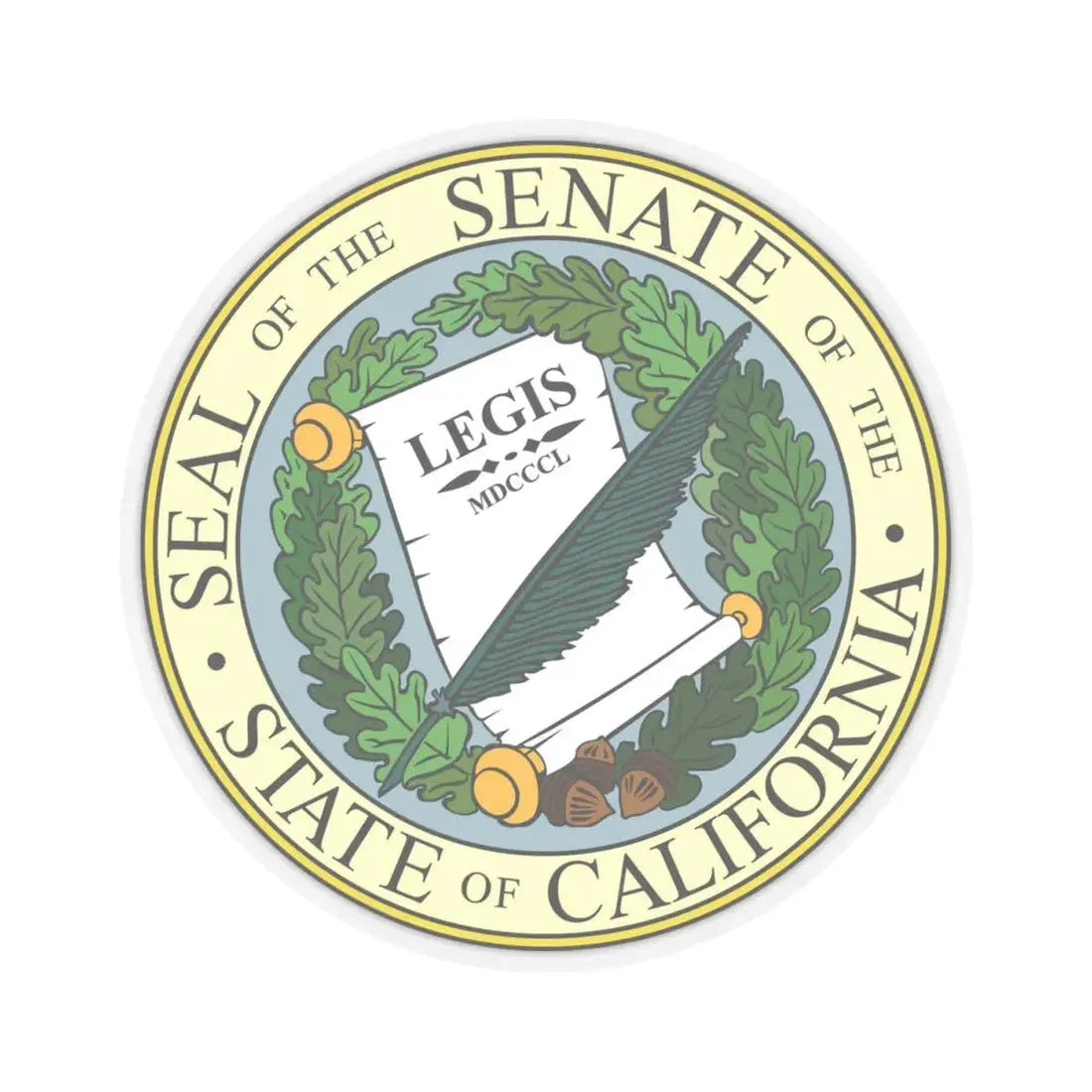 The Senate Of The State Of California - STICKER Vinyl Kiss-Cut Decal 4 Inch Transparent - The Sticker Space