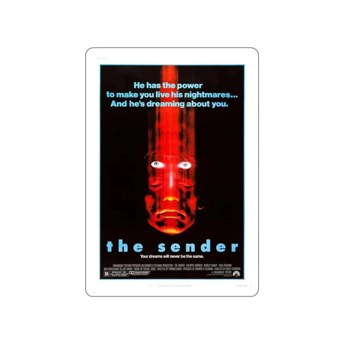 THE SENDER 1982 Movie Poster STICKER Vinyl Die-Cut Decal 3 Inch - The Sticker Space