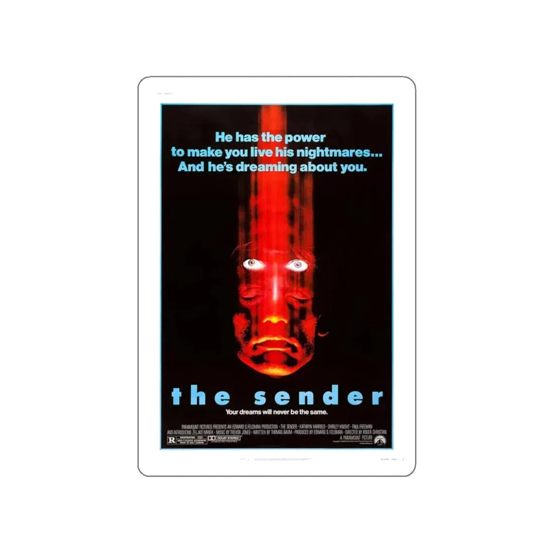 THE SENDER 1982 Movie Poster STICKER Vinyl Die-Cut Decal 5 Inch - The Sticker Space