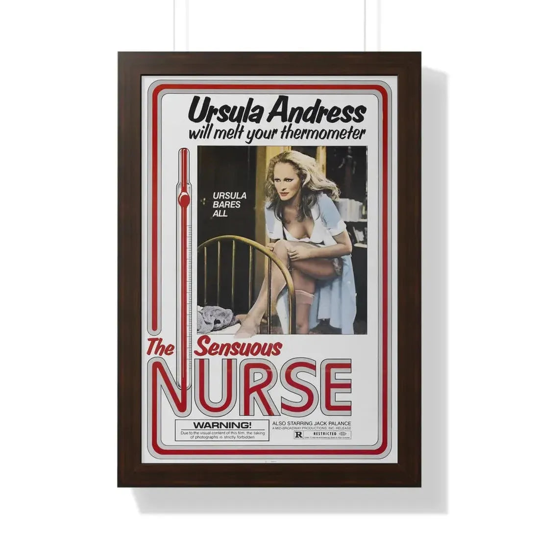 THE SENSUOUS NURSE 1975 - Framed Movie Poster 16″ x 24″ Walnut - The Sticker Space