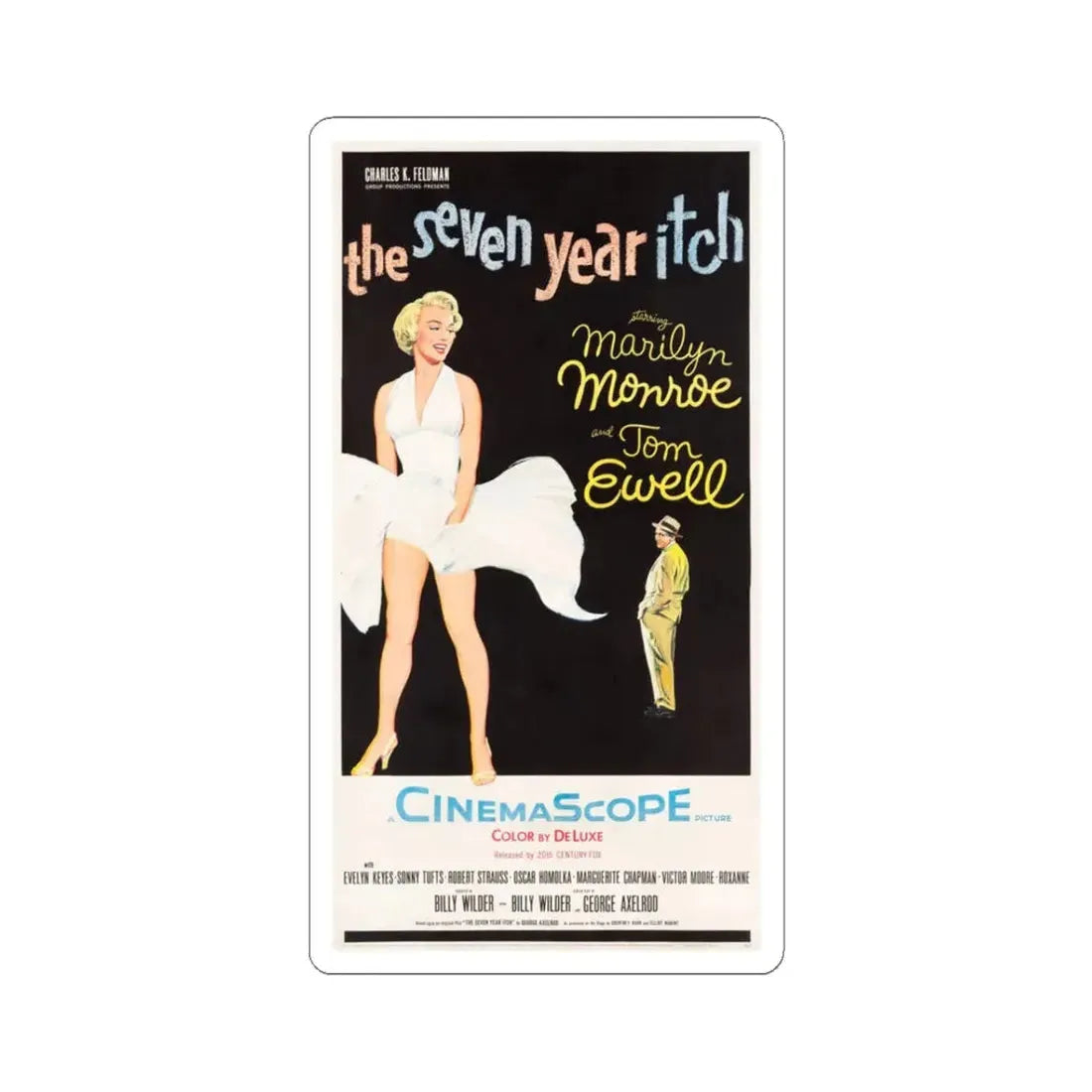 The Seven Year Itch 1955 v2 Movie Poster - STICKER Vinyl Kiss-Cut Decal 3 Inch White - The Sticker Space