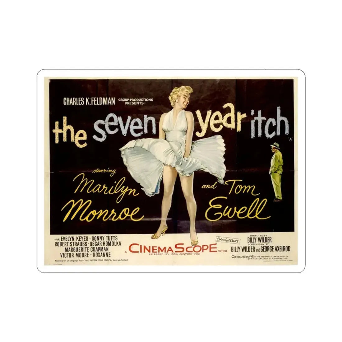 The Seven Year Itch 1955 v4 Movie Poster - STICKER Vinyl Kiss-Cut Decal 6 Inch White - The Sticker Space