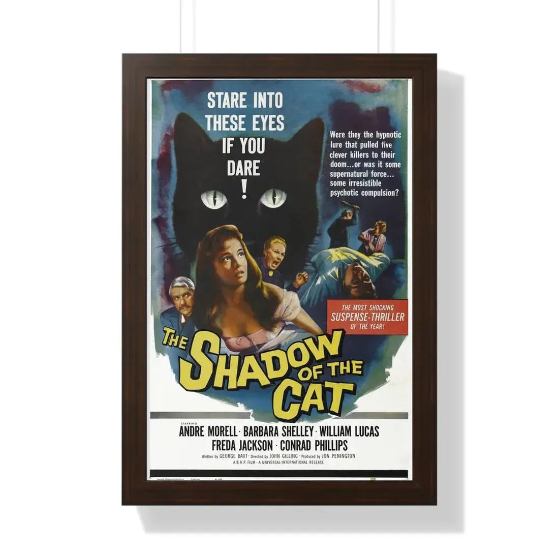 THE SHADOW OF THE CAT 1961 - Framed Movie Poster 16″ x 24″ Walnut - The Sticker Space