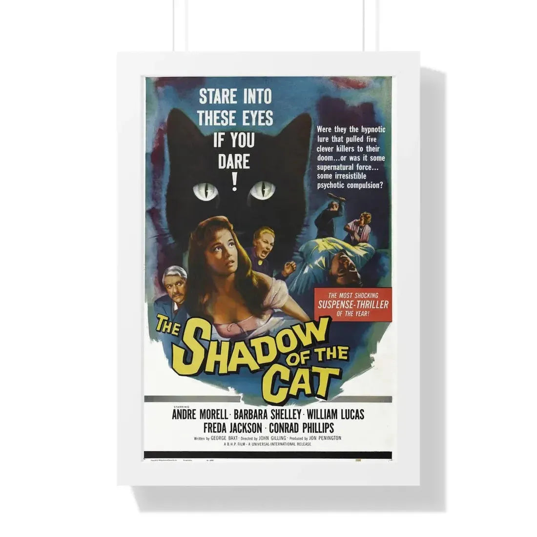 THE SHADOW OF THE CAT 1961 - Framed Movie Poster 16″ x 24″ White - The Sticker Space