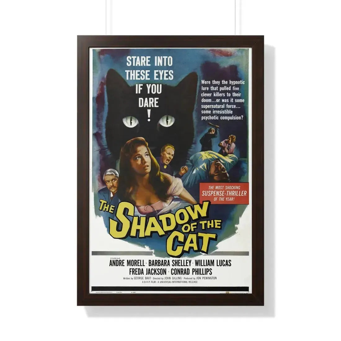 THE SHADOW OF THE CAT 1961 - Framed Movie Poster 20" x 30" Walnut - The Sticker Space