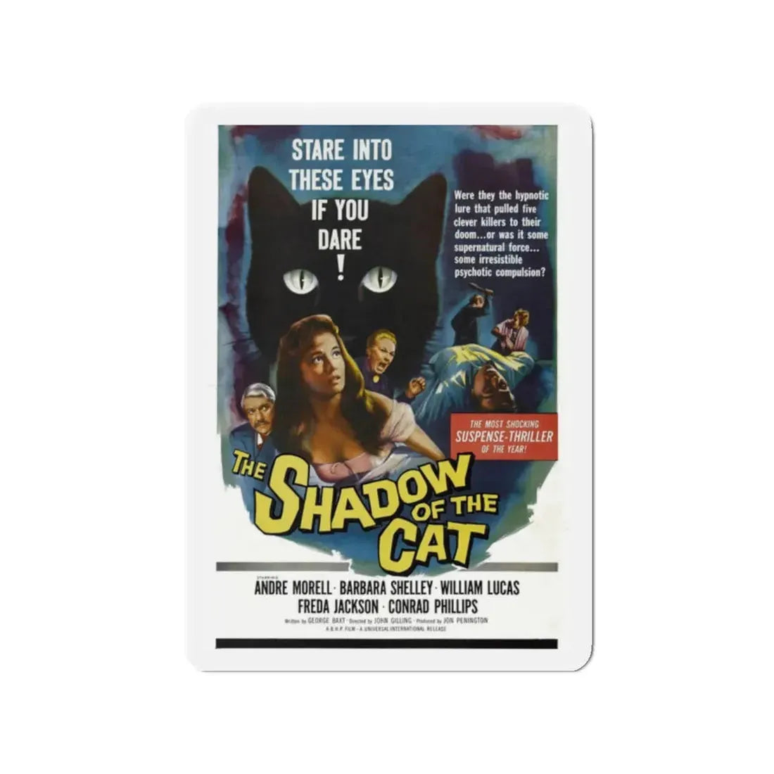 THE SHADOW OF THE CAT 1961 Movie Poster - Refrigerator Magnet 2 Inch - The Sticker Space