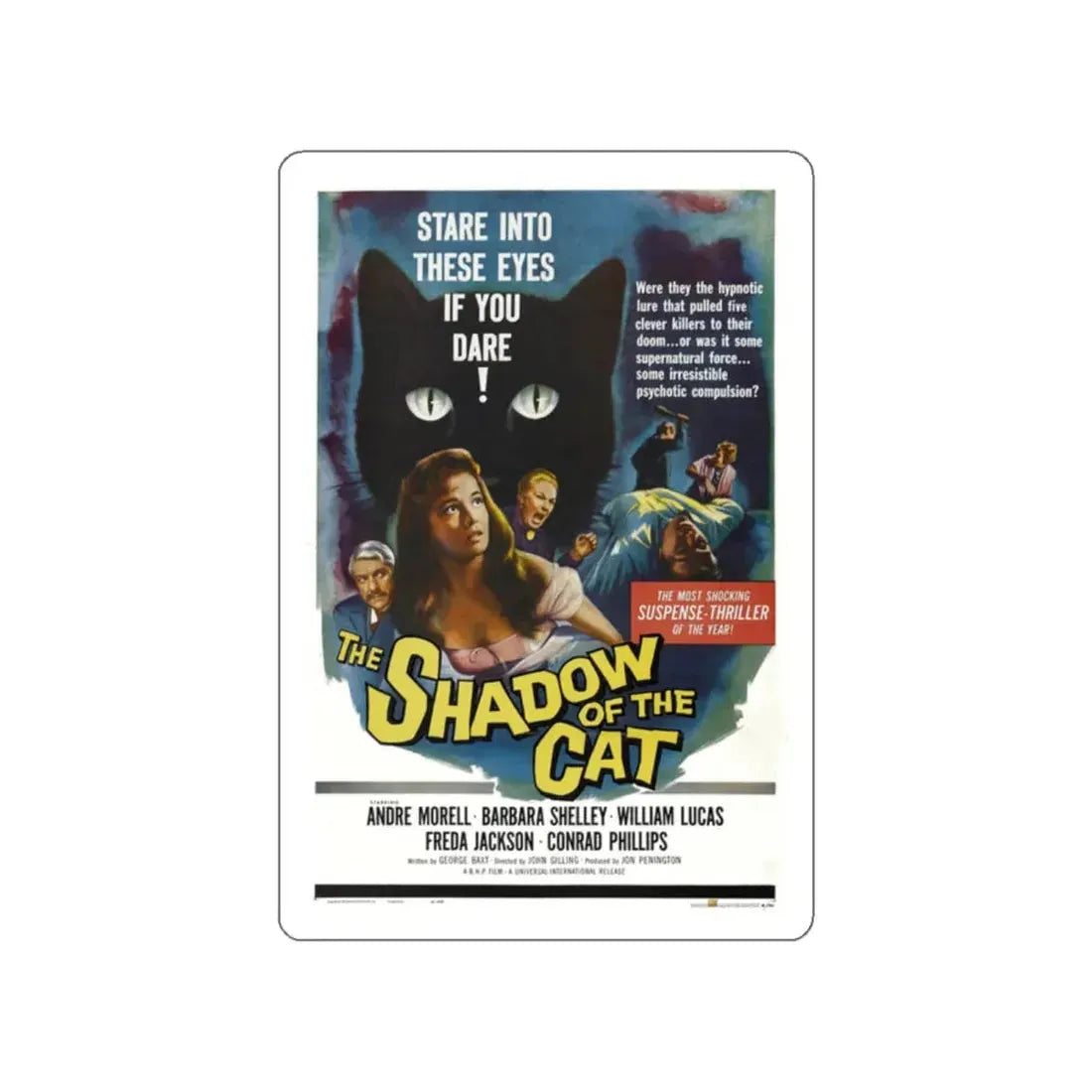 THE SHADOW OF THE CAT 1961 Movie Poster STICKER Vinyl Die-Cut Decal 2 Inch - The Sticker Space
