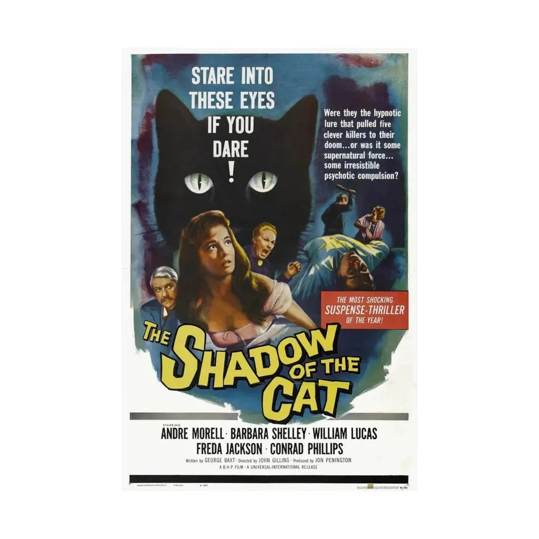 THE SHADOW OF THE CAT 1961 - Paper Movie Poster - The Sticker Space
