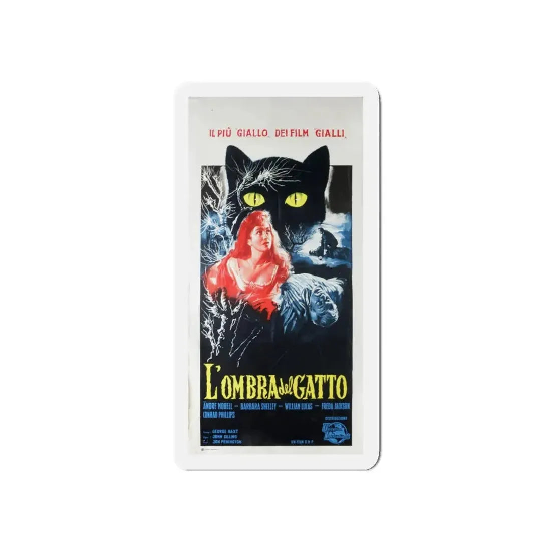 THE SHADOW OF THE CAT (ITALIAN) 1961 Movie Poster - Refrigerator Magnet 5 Inch - The Sticker Space