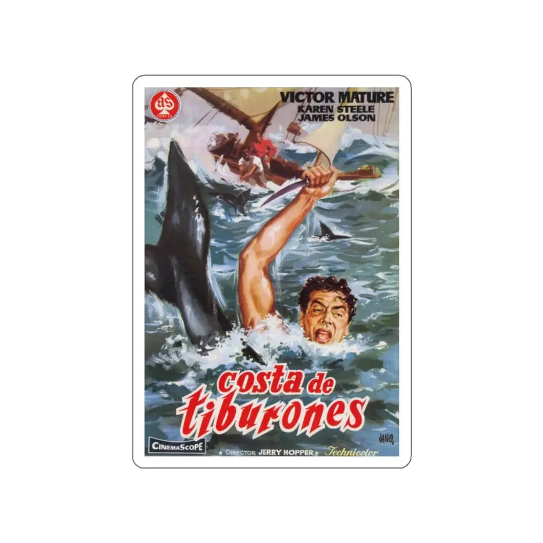 THE SHARKFIGHTERS 1956 Movie Poster STICKER Vinyl Die-Cut Decal 2 Inch - The Sticker Space