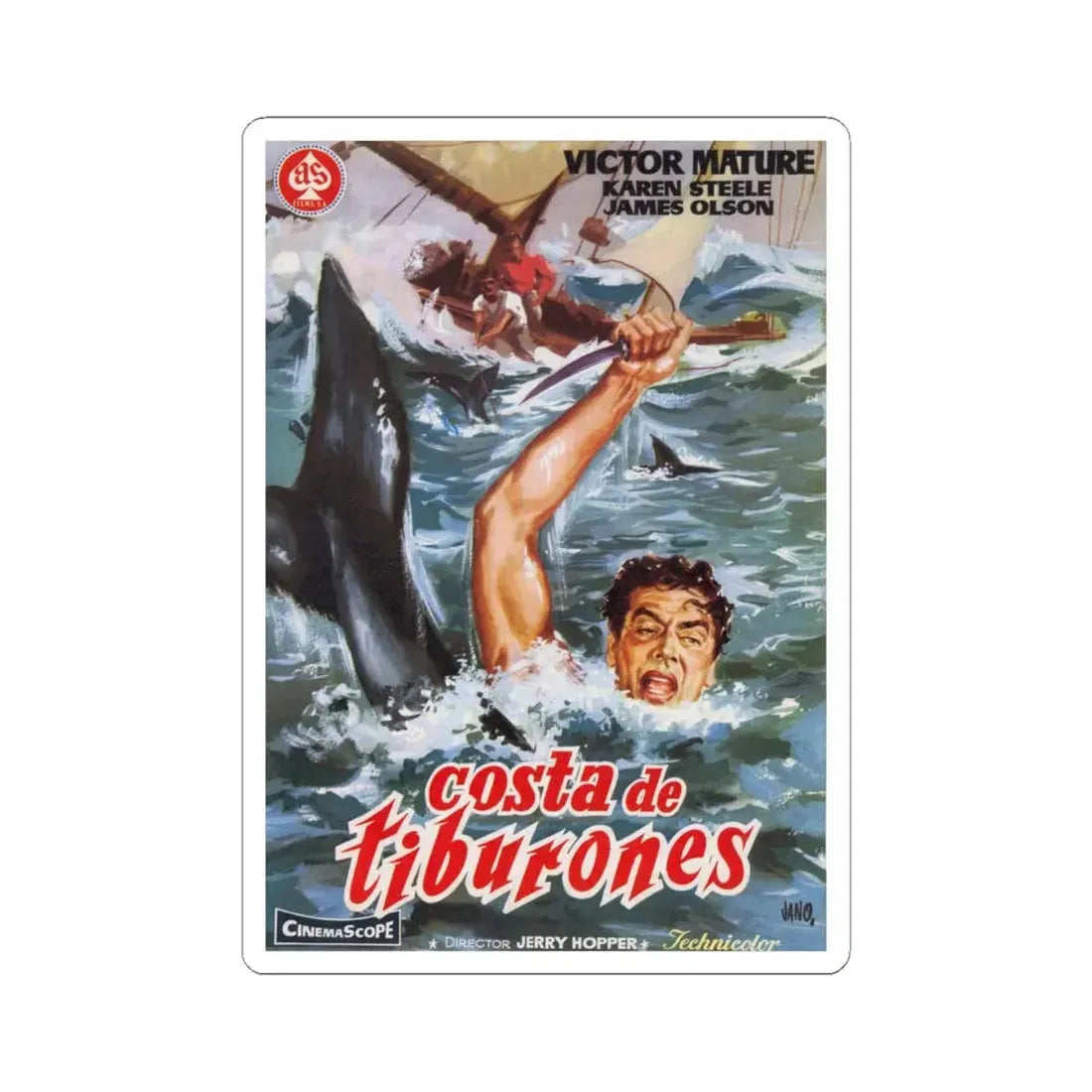 THE SHARKFIGHTERS 1956 Movie Poster - STICKER Vinyl Kiss-Cut Decal 6 Inch White - The Sticker Space