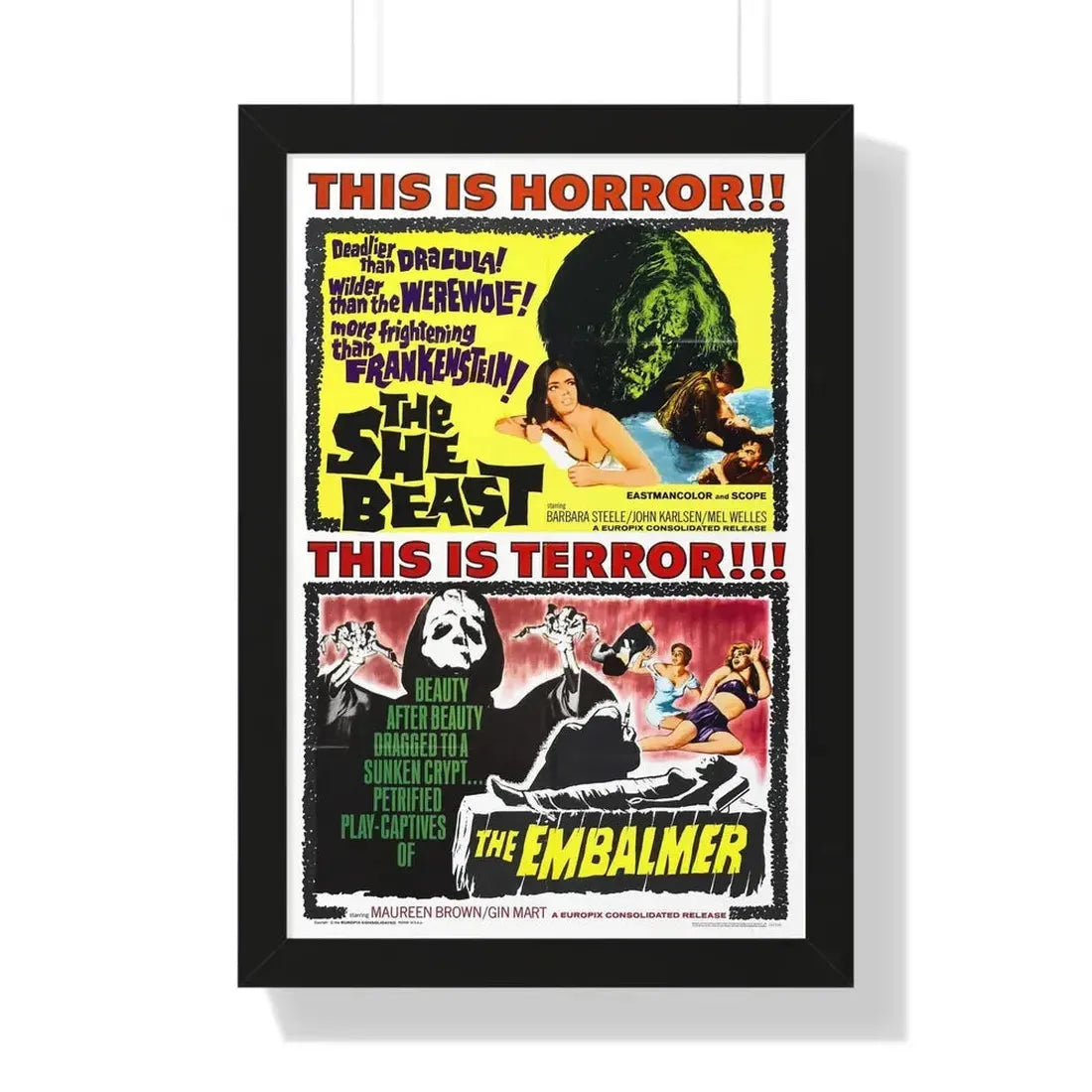 THE SHE BEAST + THE EMBALMER 1966 - Framed Movie Poster 16″ x 24″ Black - The Sticker Space