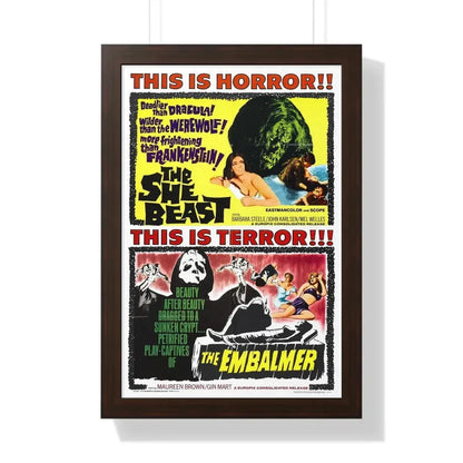THE SHE BEAST + THE EMBALMER 1966 - Framed Movie Poster 16″ x 24″ Walnut - The Sticker Space