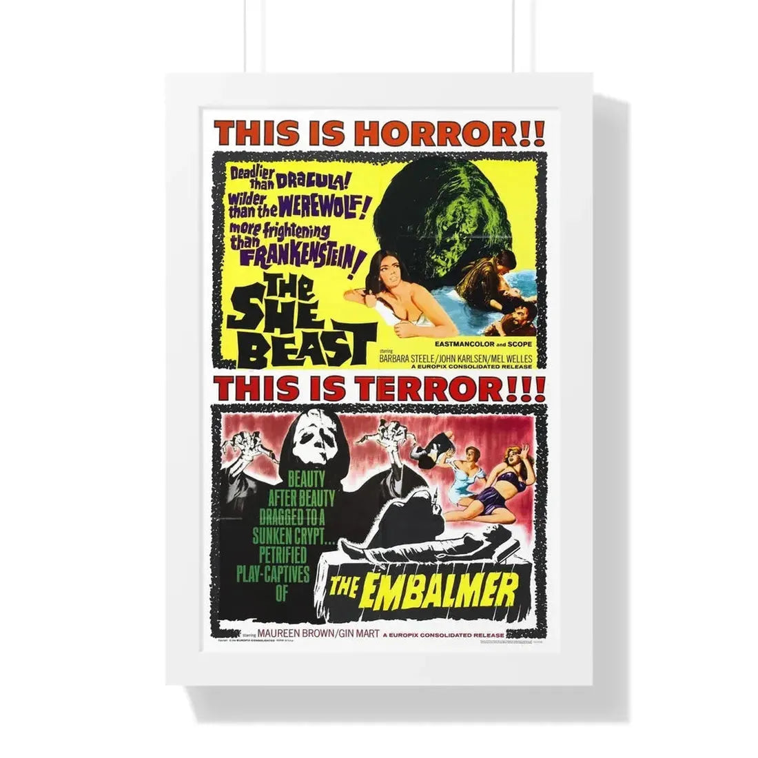 THE SHE BEAST + THE EMBALMER 1966 - Framed Movie Poster 16″ x 24″ White - The Sticker Space