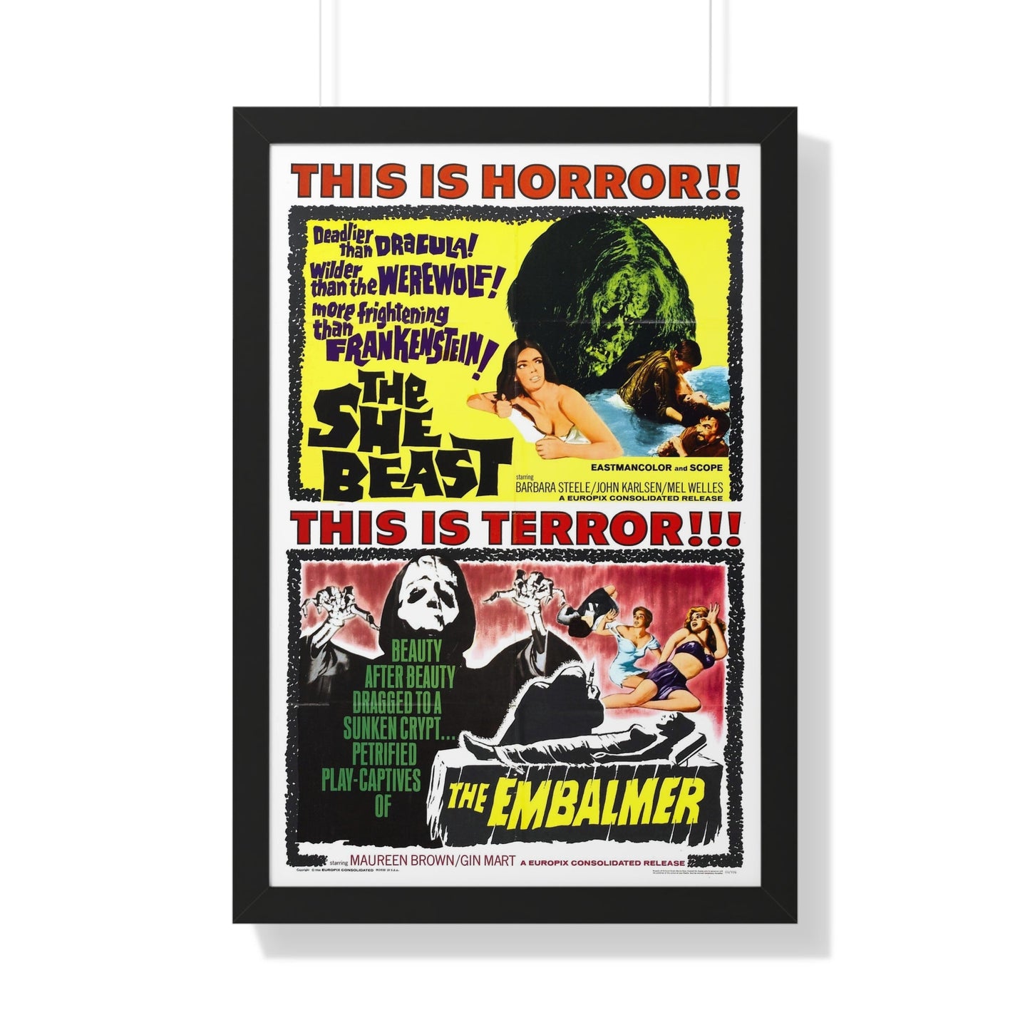 THE SHE BEAST + THE EMBALMER 1966 - Framed Movie Poster-20" x 30"-The Sticker Space