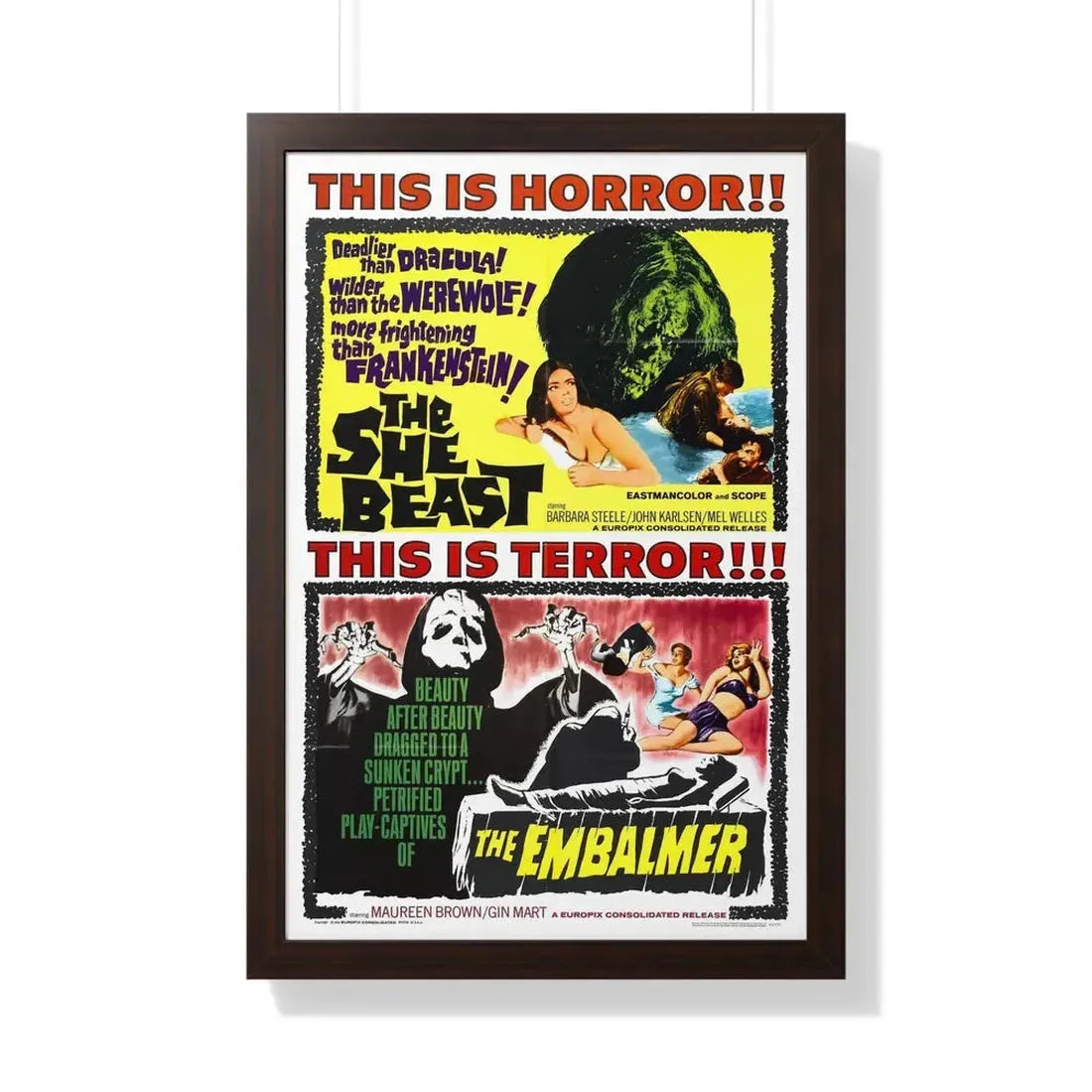 THE SHE BEAST + THE EMBALMER 1966 - Framed Movie Poster 20" x 30" Walnut - The Sticker Space