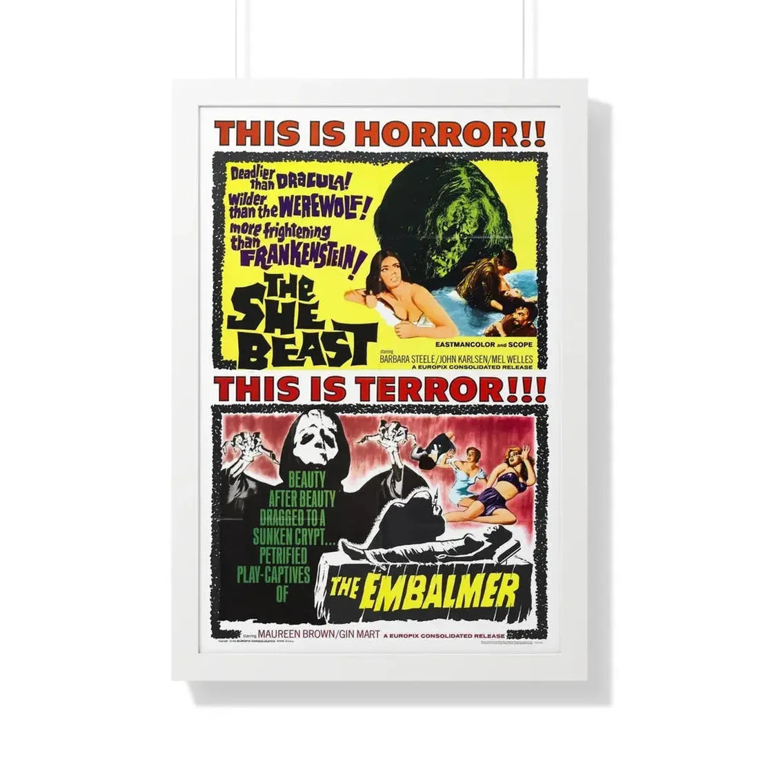 THE SHE BEAST + THE EMBALMER 1966 - Framed Movie Poster 20" x 30" White - The Sticker Space
