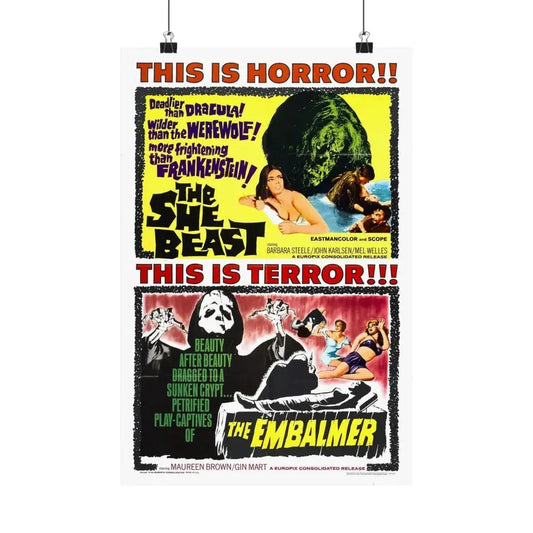 THE SHE BEAST + THE EMBALMER 1966 - Paper Movie Poster 12″ x 18″ Matte - The Sticker Space