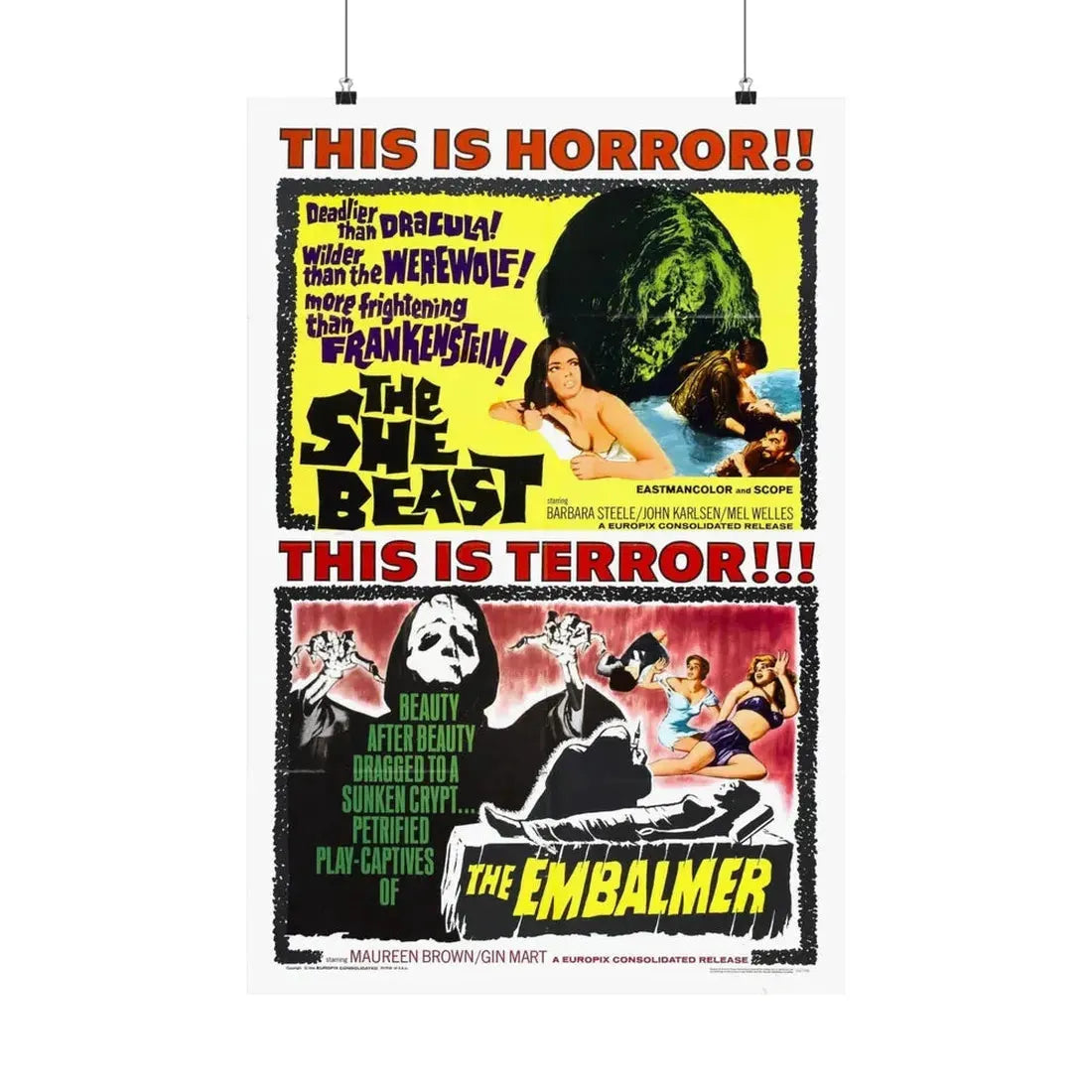 THE SHE BEAST + THE EMBALMER 1966 - Paper Movie Poster 20″ x 30″ Matte - The Sticker Space