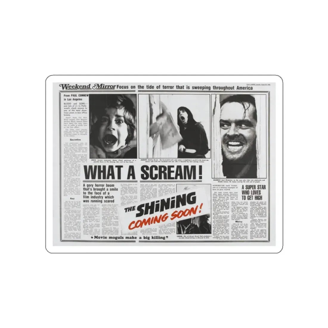 THE SHINING (TEASER) 1980 Movie Poster STICKER Vinyl Die-Cut Decal 2 Inch - The Sticker Space