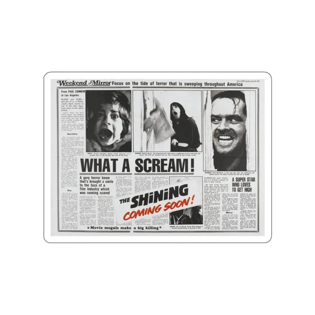THE SHINING (TEASER) 1980 Movie Poster STICKER Vinyl Die-Cut Decal 3 Inch - The Sticker Space