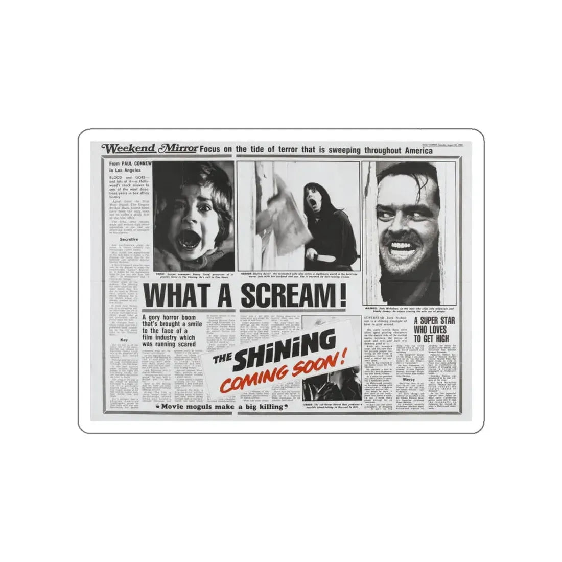 THE SHINING (TEASER) 1980 Movie Poster STICKER Vinyl Die-Cut Decal 6 Inch - The Sticker Space