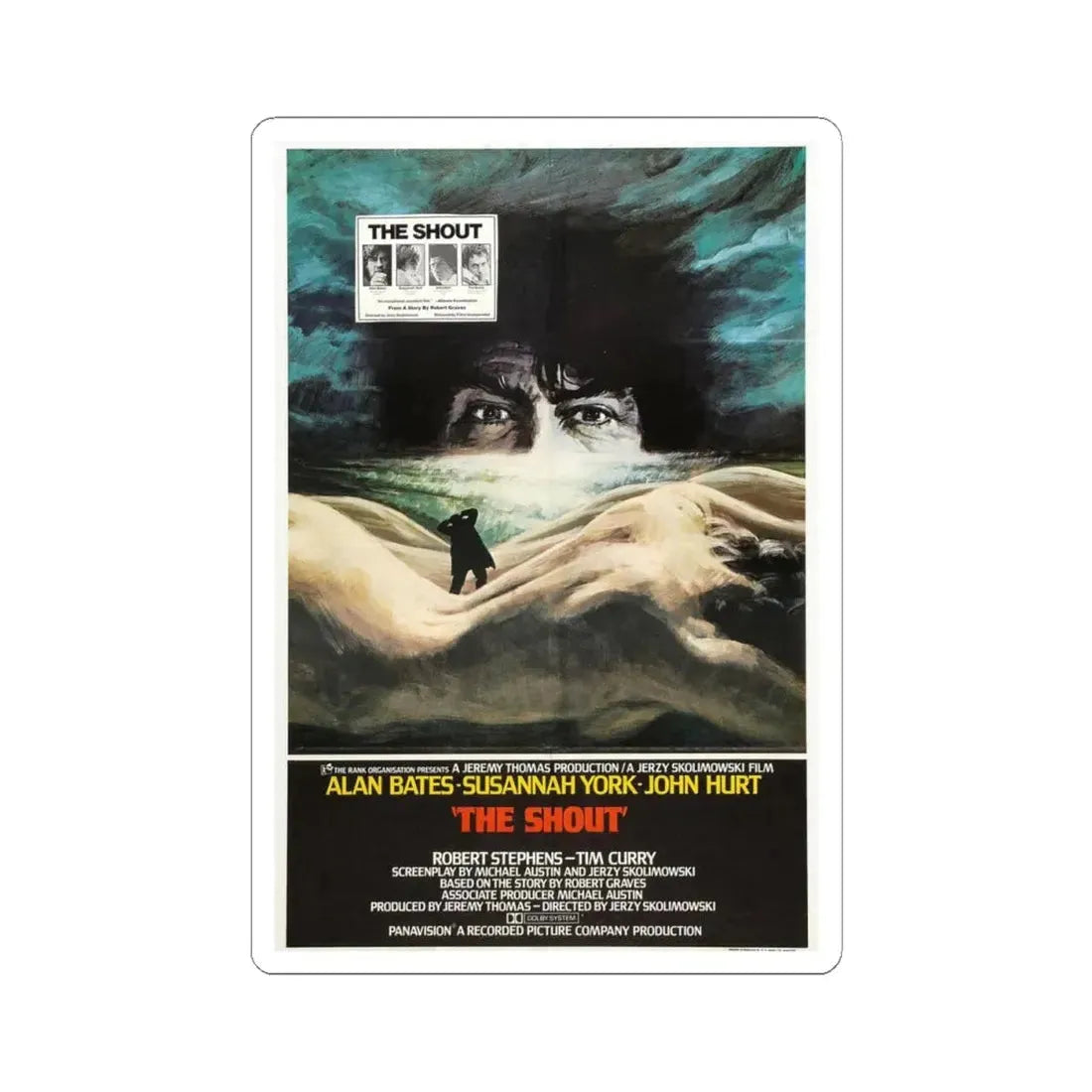 THE SHOUT 1978 Movie Poster - STICKER Vinyl Kiss-Cut Decal 4 Inch White - The Sticker Space