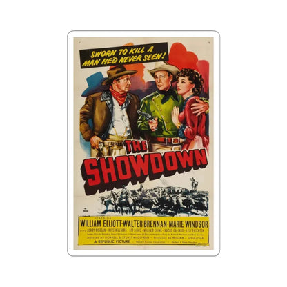 The Showdown 1950 Movie Poster - STICKER Vinyl Kiss-Cut Decal 4 Inch White - The Sticker Space