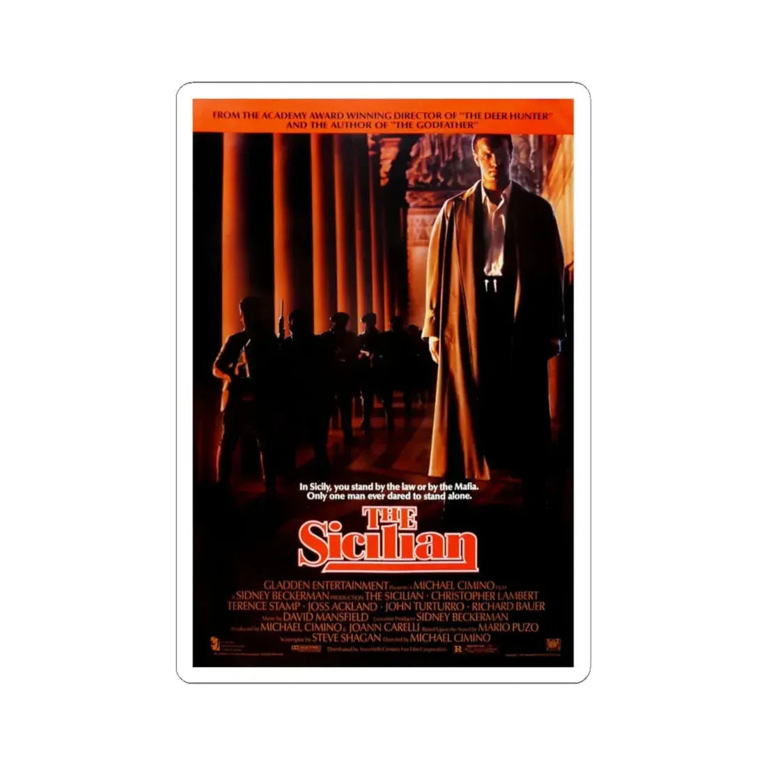 The Sicilian 1987 Movie Poster - STICKER Vinyl Kiss-Cut Decal 4 Inch White - The Sticker Space