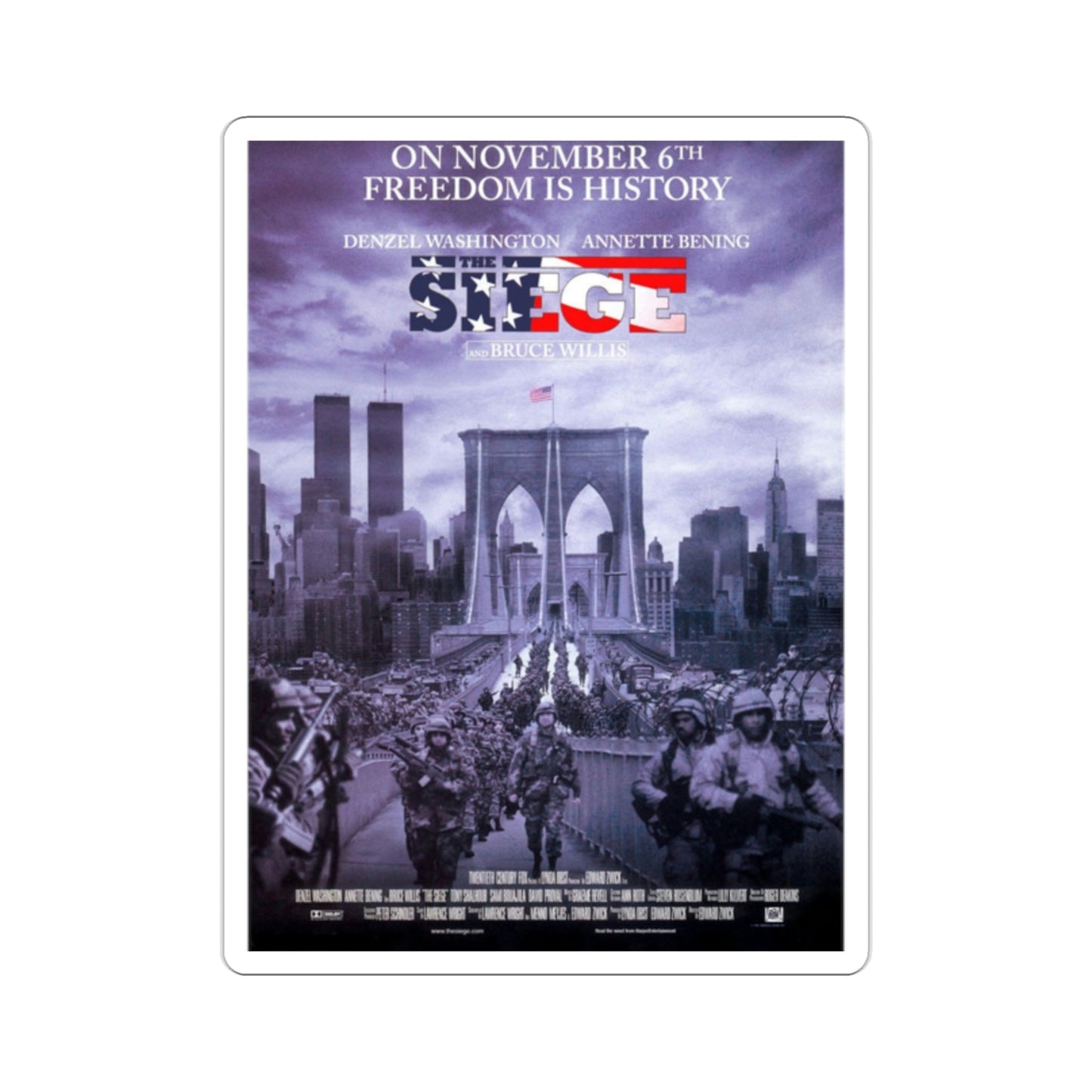 The Siege 1998 Movie Poster STICKER Vinyl Die-Cut Decal-2 Inch-The Sticker Space