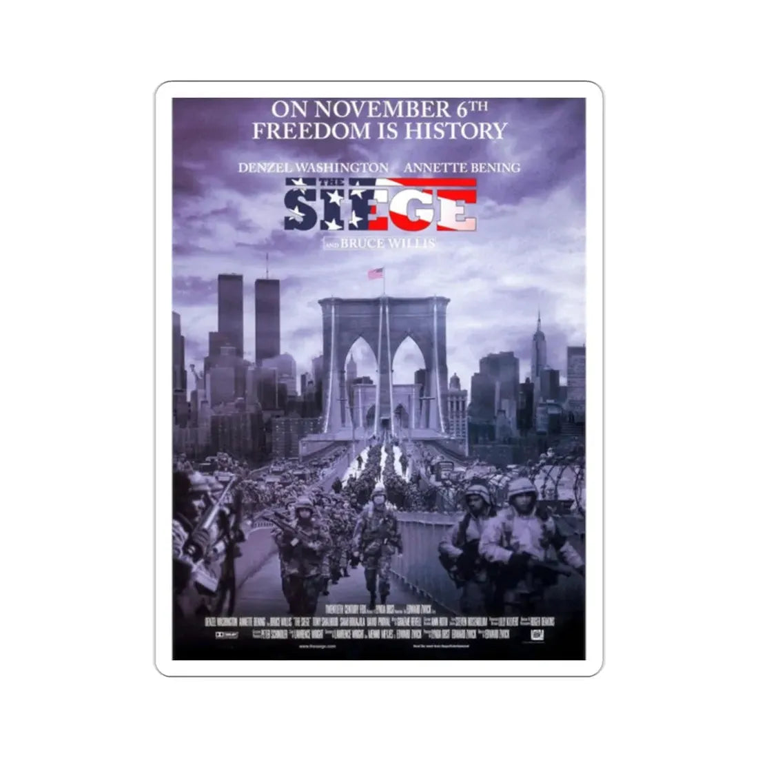 The Siege 1998 Movie Poster STICKER Vinyl Die-Cut Decal 2 Inch - The Sticker Space