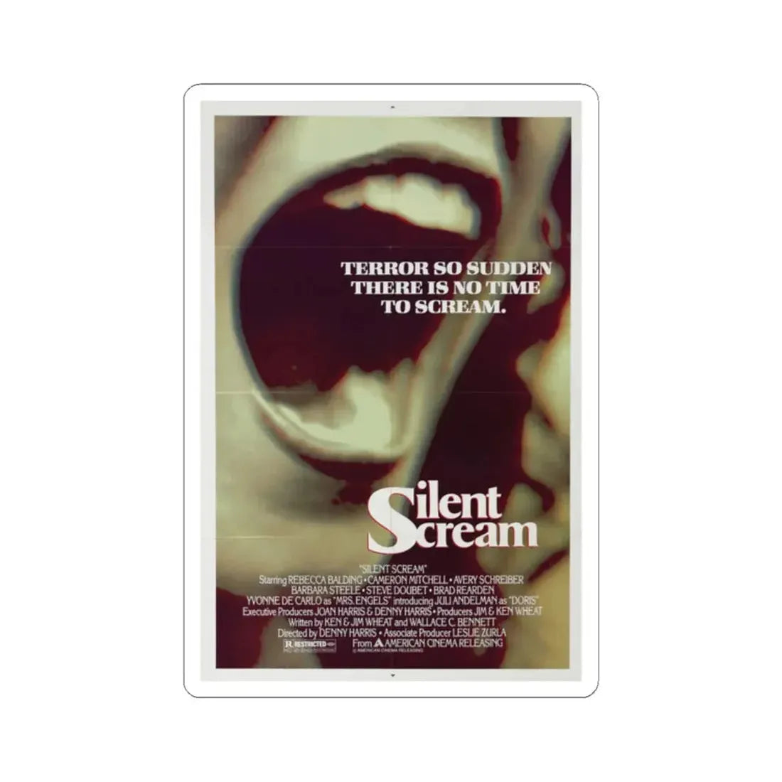 The Silent Scream 1979 Movie Poster - STICKER Vinyl Kiss-Cut Decal 2 Inch White - The Sticker Space