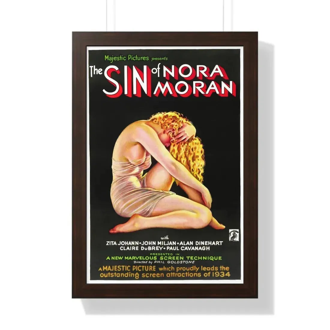 THE SIN OF NORA MORAN 1933 - Framed Movie Poster 16″ x 24″ Walnut - The Sticker Space