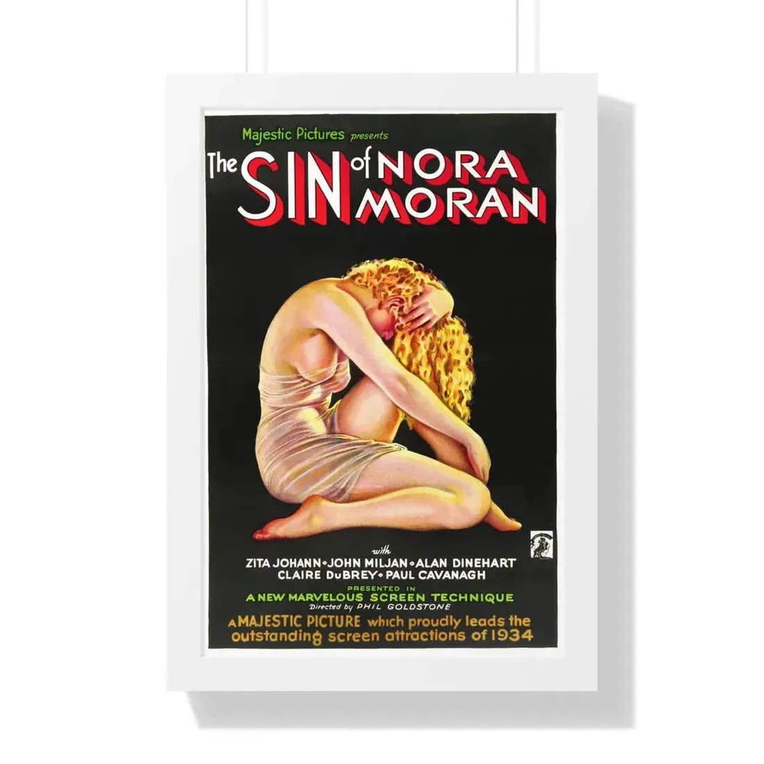 THE SIN OF NORA MORAN 1933 - Framed Movie Poster 16″ x 24″ White - The Sticker Space