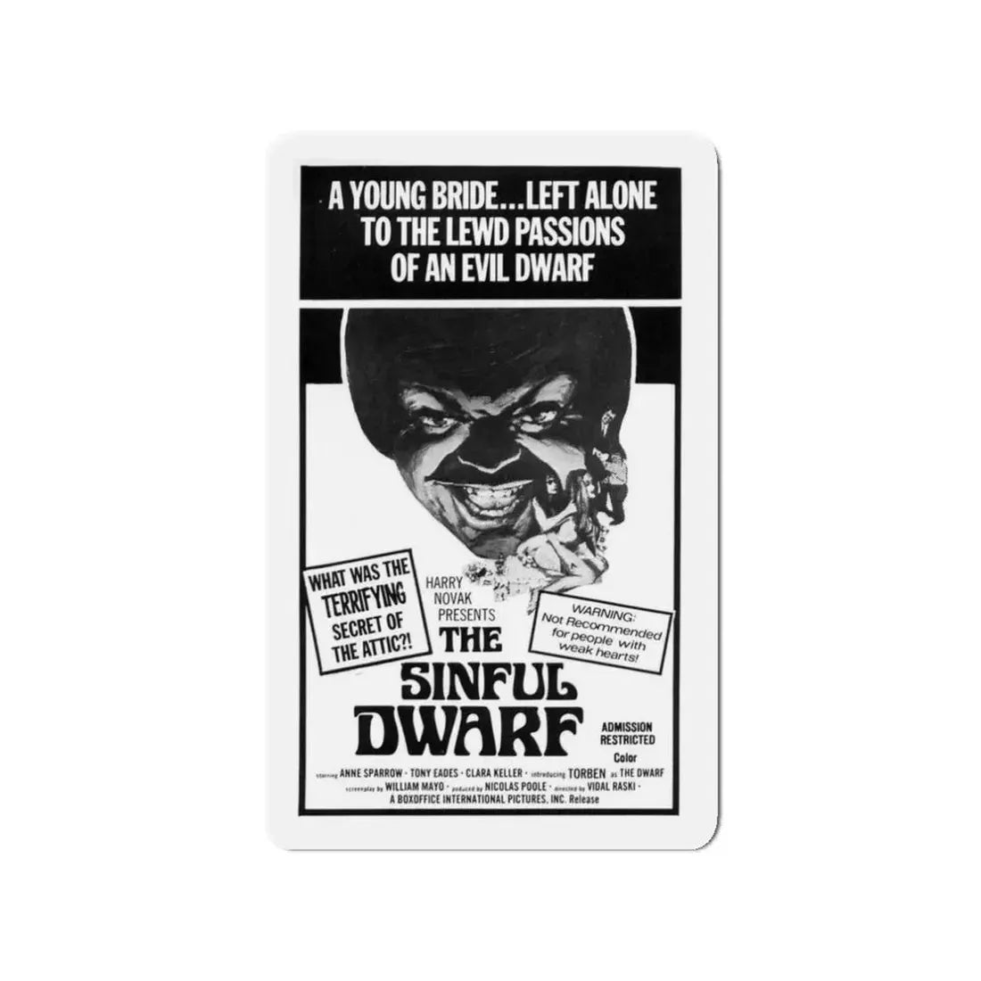 THE SINFUL DWARF 1973 Movie Poster - Refrigerator Magnet 3 Inch Die-Cut - The Sticker Space