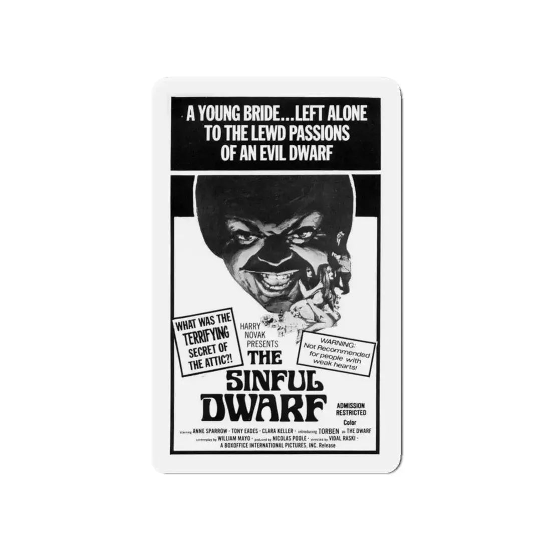 THE SINFUL DWARF 1973 Movie Poster - Refrigerator Magnet 4 Inch Die-Cut - The Sticker Space