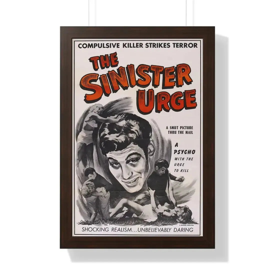 THE SINISTER URGE 1960 - Framed Movie Poster 16″ x 24″ Walnut - The Sticker Space