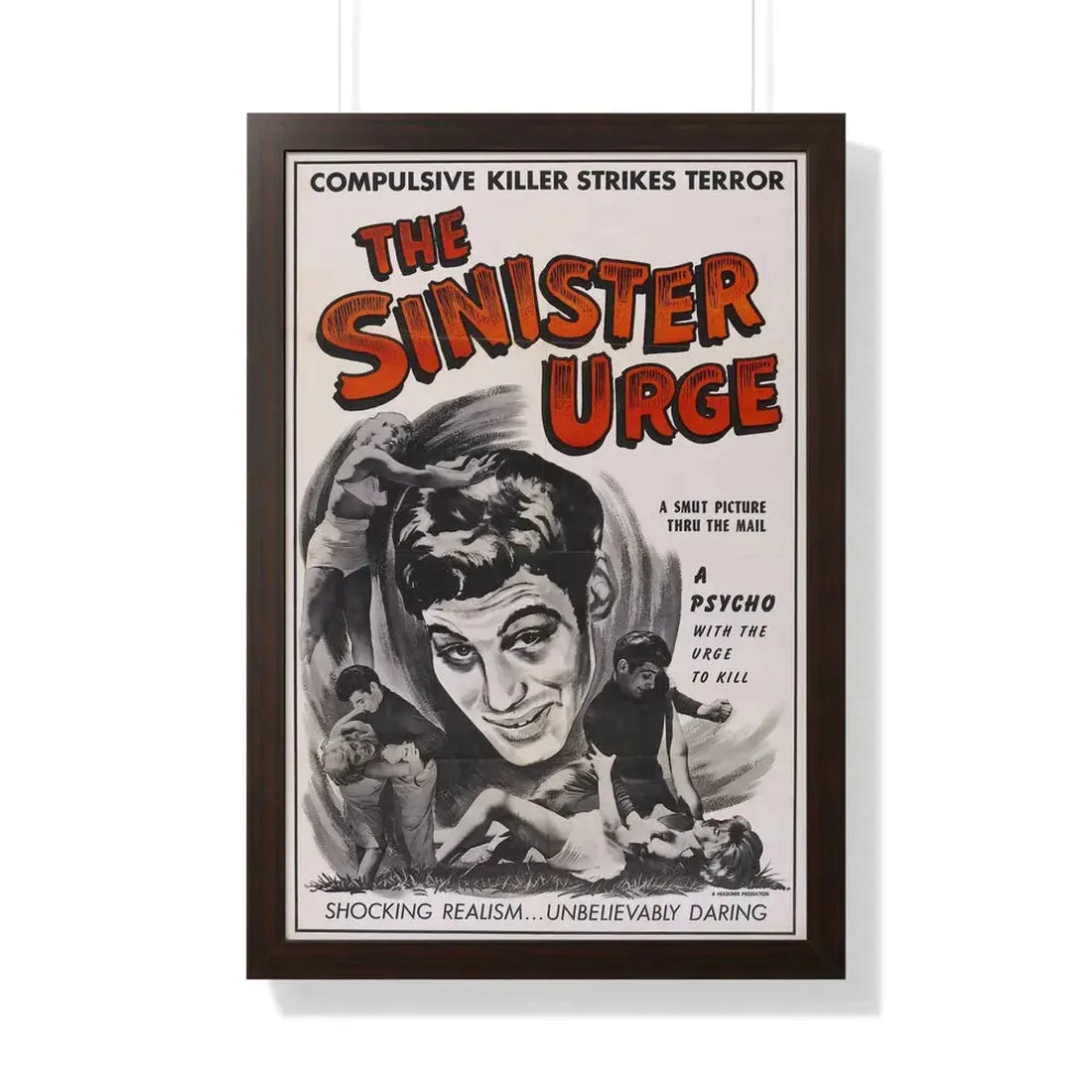 THE SINISTER URGE 1960 - Framed Movie Poster 20" x 30" Walnut - The Sticker Space