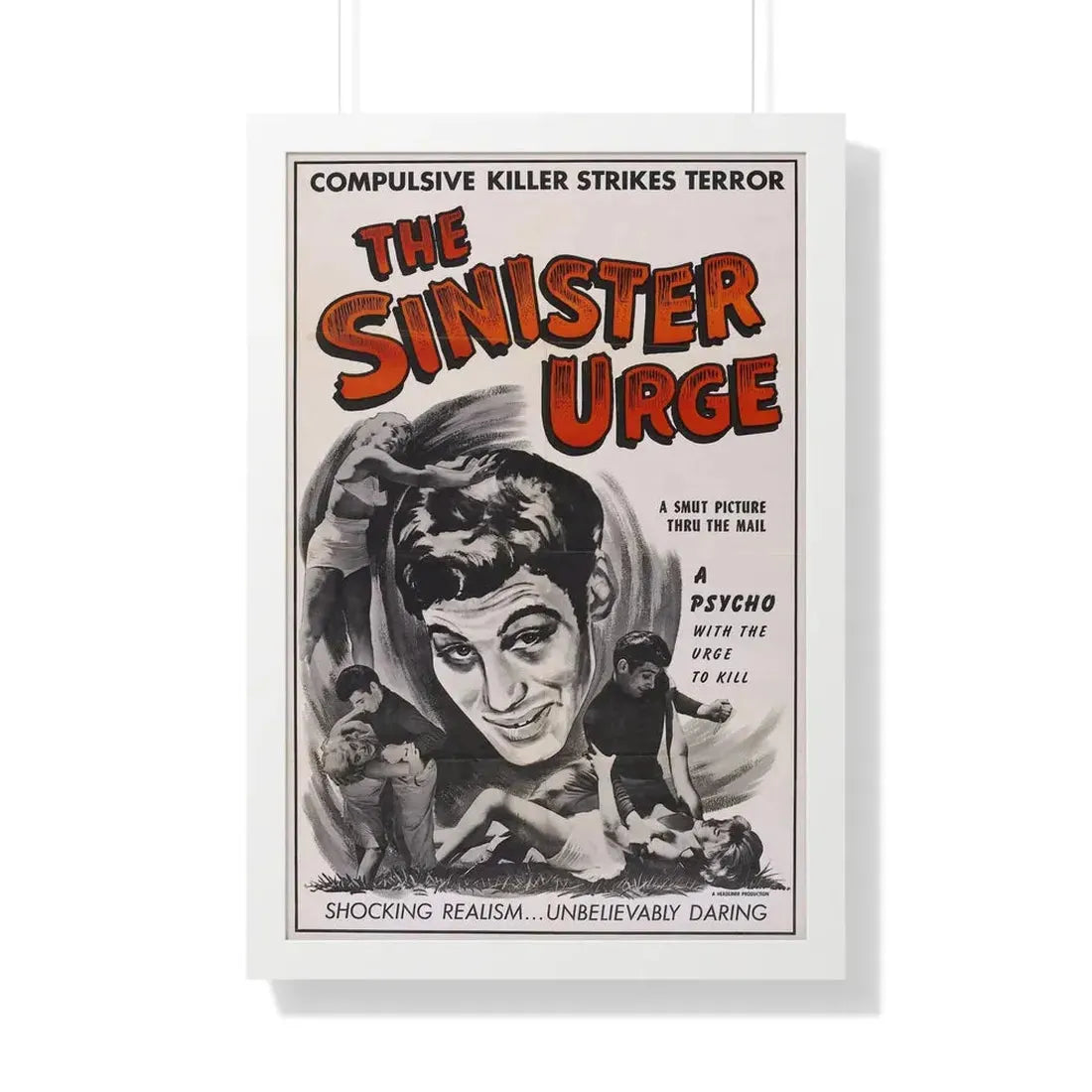 THE SINISTER URGE 1960 - Framed Movie Poster 20" x 30" White - The Sticker Space