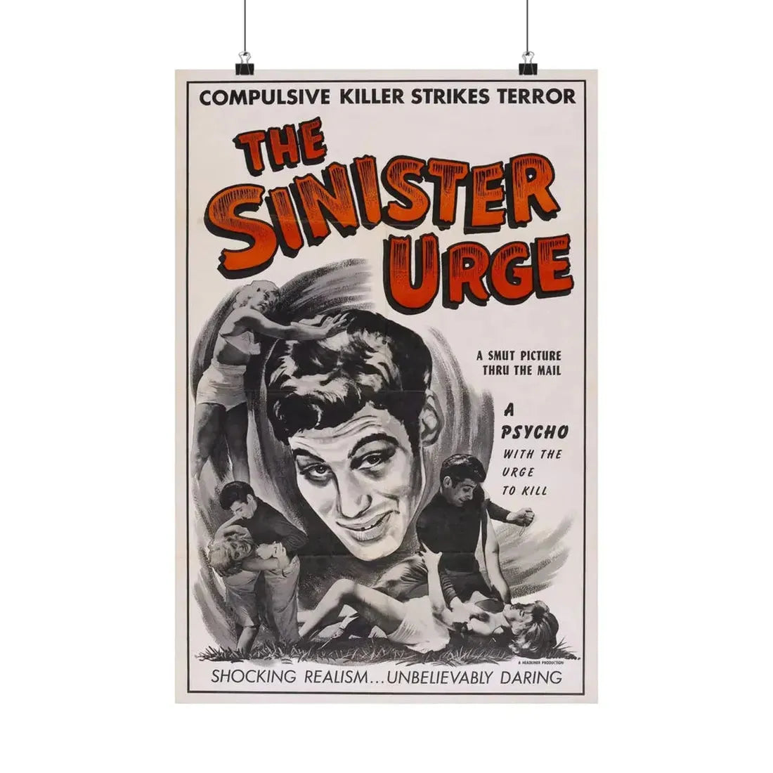 THE SINISTER URGE 1960 - Paper Movie Poster 16″ x 24″ Matte - The Sticker Space