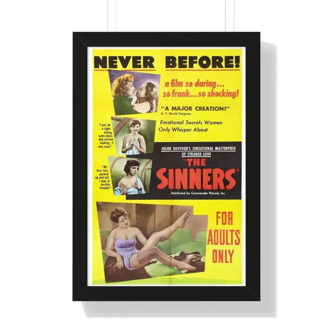 THE SINNERS 1949 - Framed Movie Poster 16″ x 24″ Black - The Sticker Space