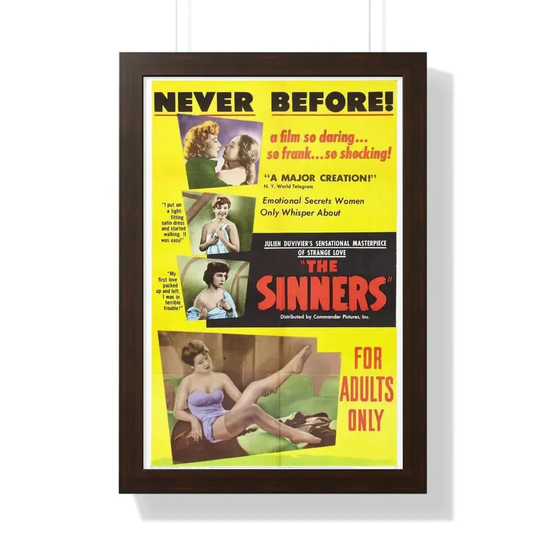 THE SINNERS 1949 - Framed Movie Poster 16″ x 24″ Walnut - The Sticker Space