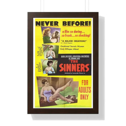 THE SINNERS 1949 - Framed Movie Poster 16″ x 24″ Walnut - The Sticker Space