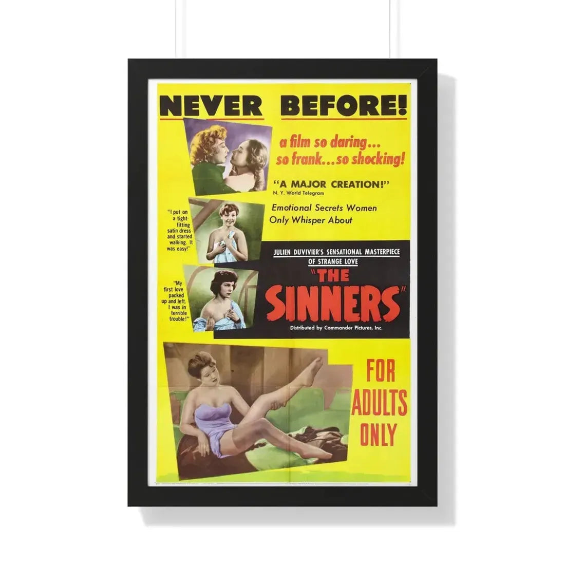 THE SINNERS 1949 - Framed Movie Poster 20" x 30" Black - The Sticker Space