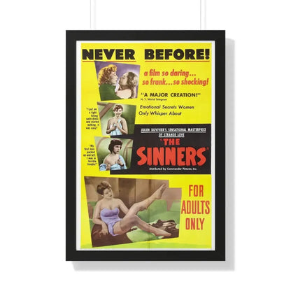 THE SINNERS 1949 - Framed Movie Poster 20" x 30" Black - The Sticker Space