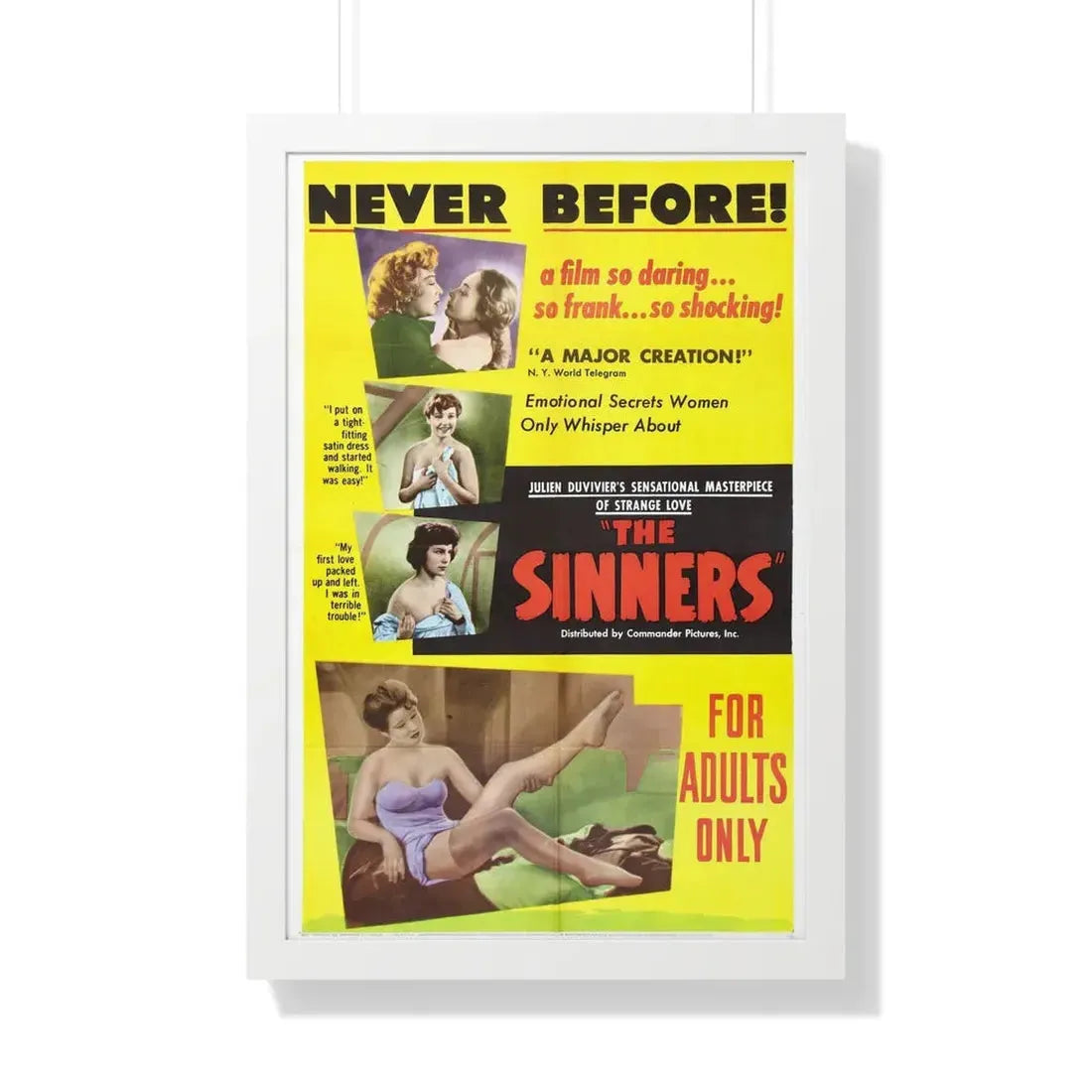 THE SINNERS 1949 - Framed Movie Poster 20" x 30" White - The Sticker Space