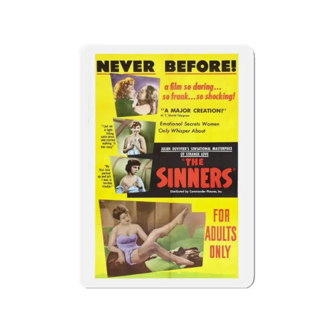 THE SINNERS 1949 Movie Poster - Refrigerator Magnet 2 Inch Die-Cut - The Sticker Space